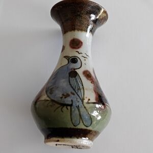Artisan Ceramic Vase with Bird Motif